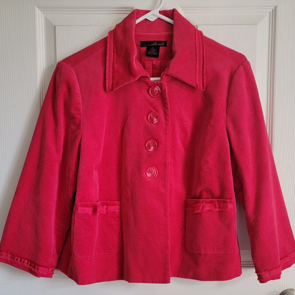 Willi Smith 3/4 Sleeve Lined Corduroy Jacket Rose Pink size 6